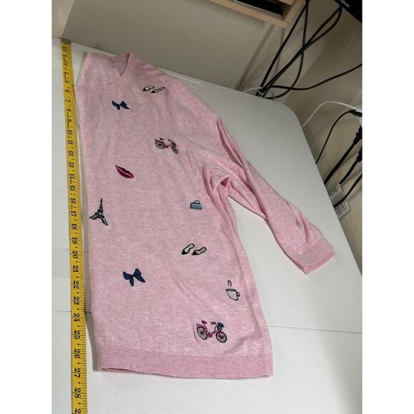 Talbots Sweater Womens 2X Pink Paris Love Lightweight Feminine Romantic Preppy - Picture 9 of 9